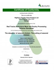 Red Tractor Assured Meat Processing Certificate